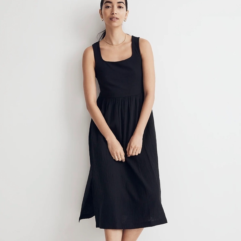 Madewell knit tank midi dress solid black sleeveless
